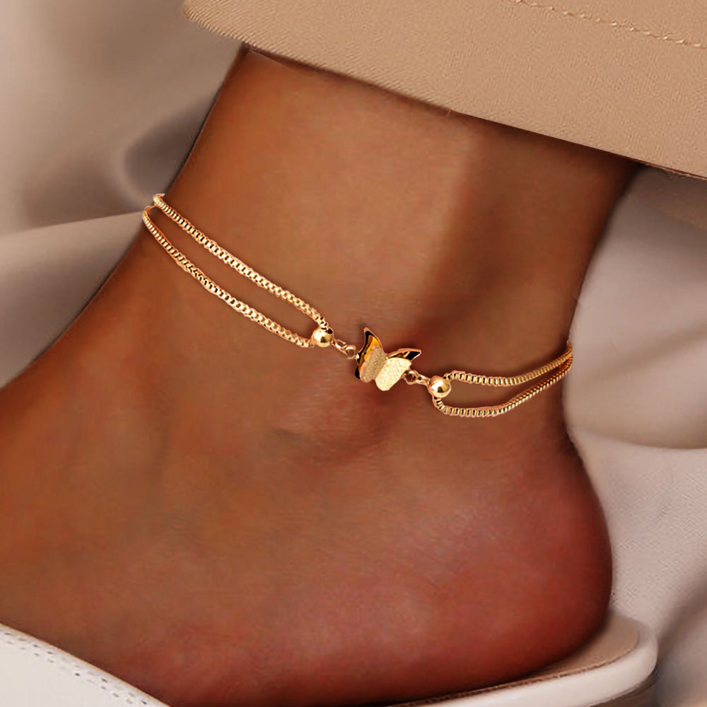 Gold Anklet with Butterfly Charm – 18K Gold Plated Stainless Steel, Perfect for Everyday Wear