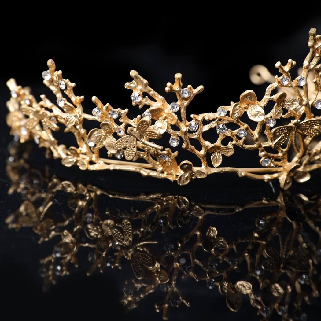 Gold Woodland Gatherer Crown with Dragonflies