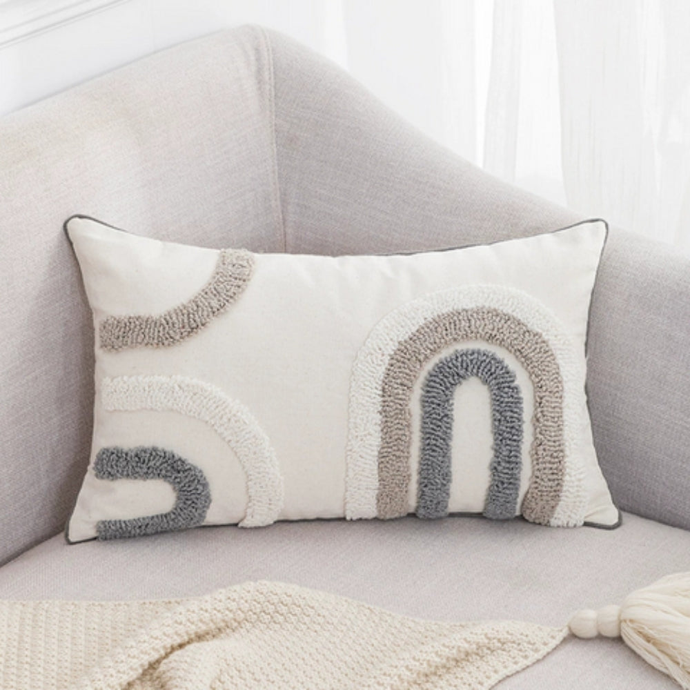 Gray White Cushion Cover