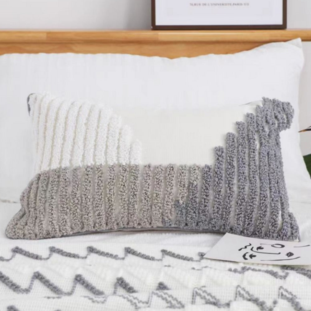 Gray White Cushion Cover