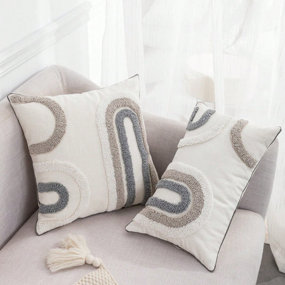 Gray White Cushion Cover