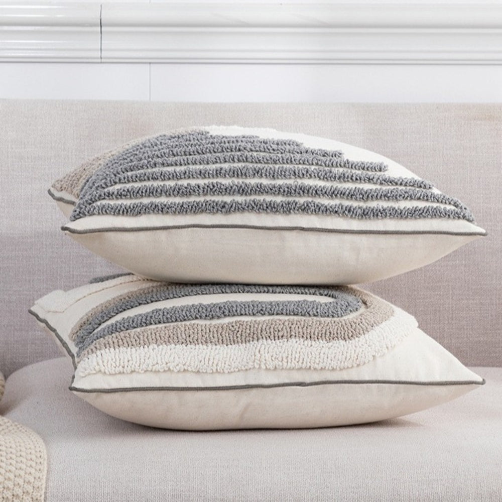 Gray White Cushion Cover