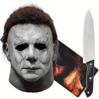 Halloween Horror Mask with Knife Set - Realistic Costume for Adults