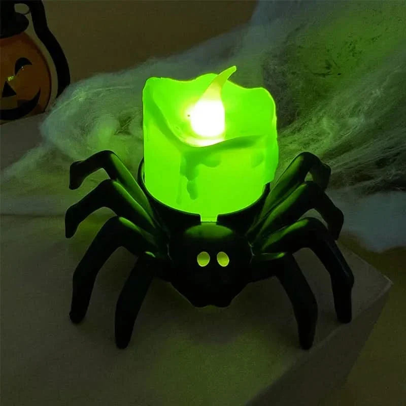 Halloween LED Skull & Spider Lamp – Spooky Home Decor