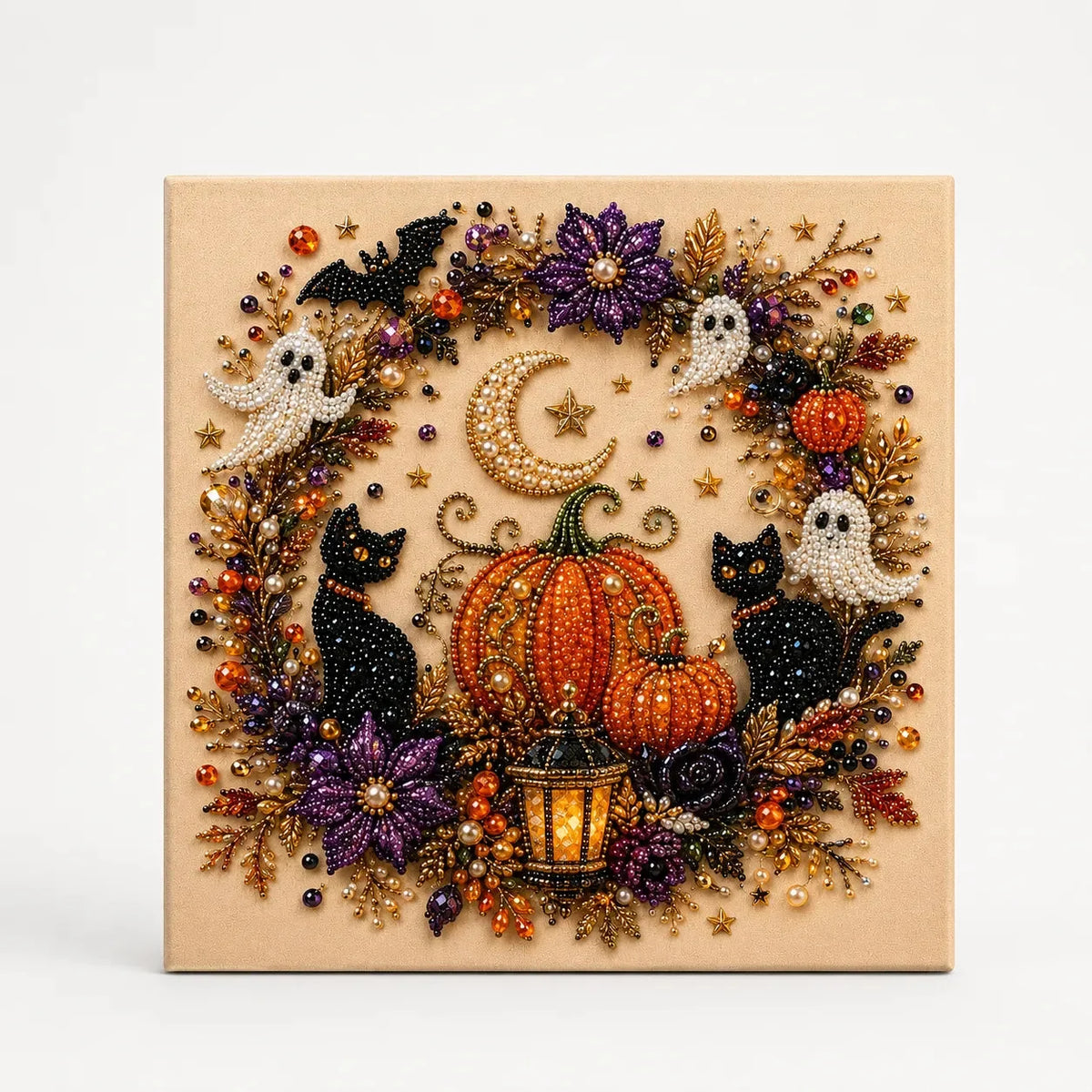 Halloween Pearl-Like Bead Craft Kit, Cozy DIY Wall Art