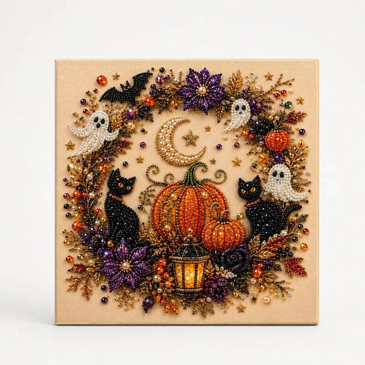 Halloween Pearl-Like Bead Craft Kit, Cozy DIY Wall Art