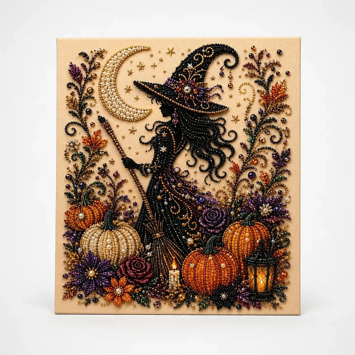 Halloween Pearl-Like Bead Craft Kit, Cozy DIY Wall Art