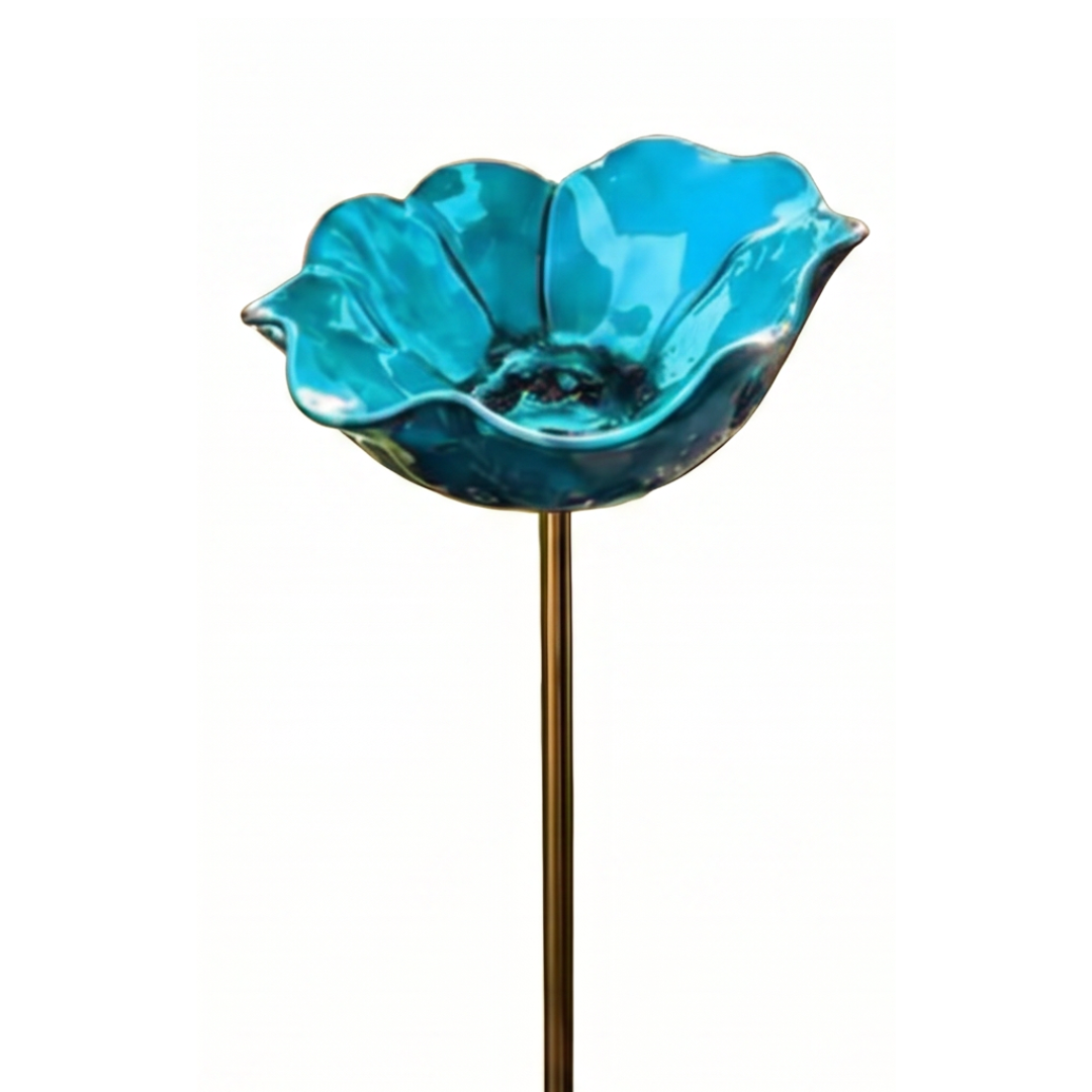 Hand-Formed Poppy Bird Bath Garden Stake