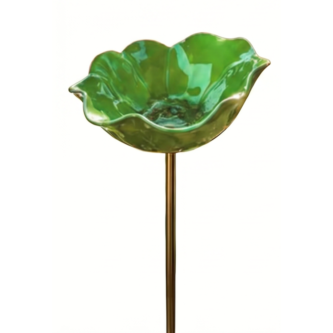 Hand-Formed Poppy Bird Bath Garden Stake