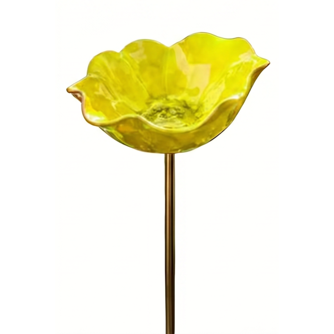 Hand-Formed Poppy Bird Bath Garden Stake