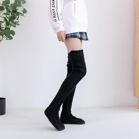 Hand-Knitted Knee-High Socks for Women - Soft and Warm