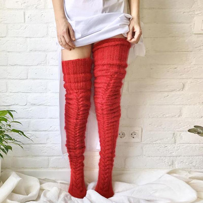 Hand-Knitted Knee-High Socks for Women - Soft and Warm