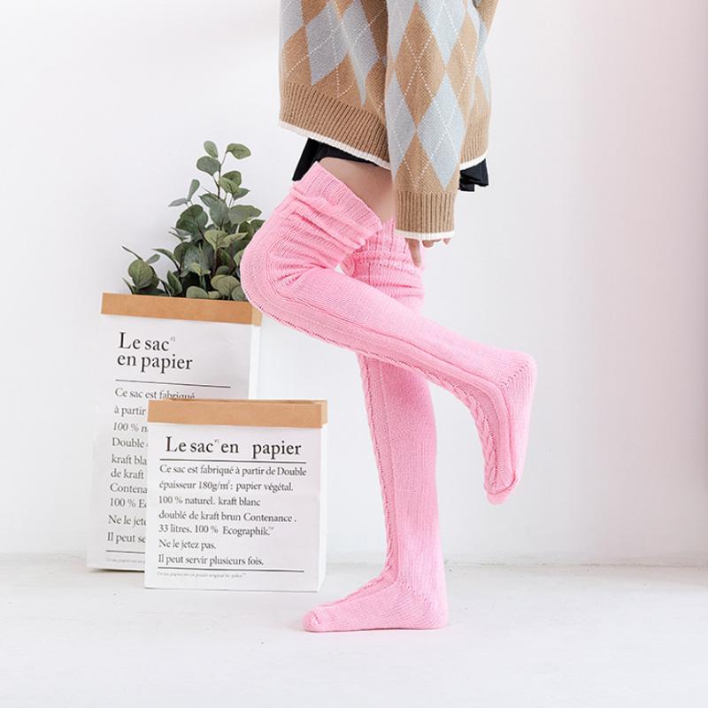 Hand-Knitted Knee-High Socks for Women - Soft and Warm
