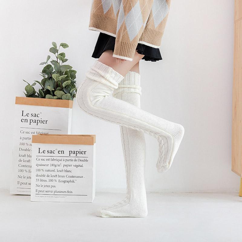 Hand-Knitted Knee-High Socks for Women - Soft and Warm