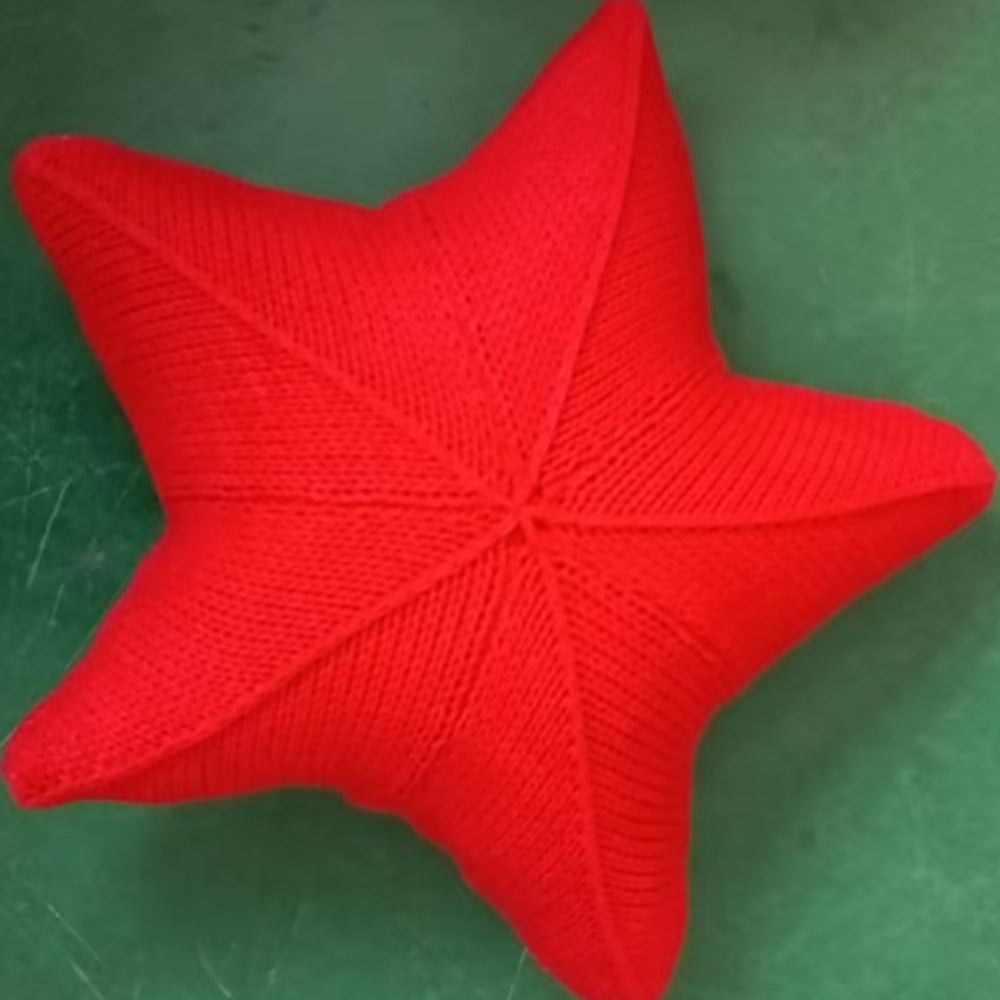 Hand-knitted starfish cushion