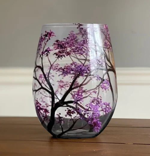 Hand-Painted Four Seasons Tree Wine Glasses