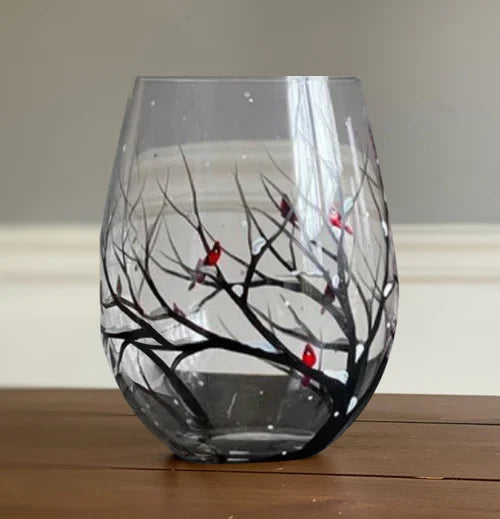 Hand-Painted Four Seasons Tree Wine Glasses