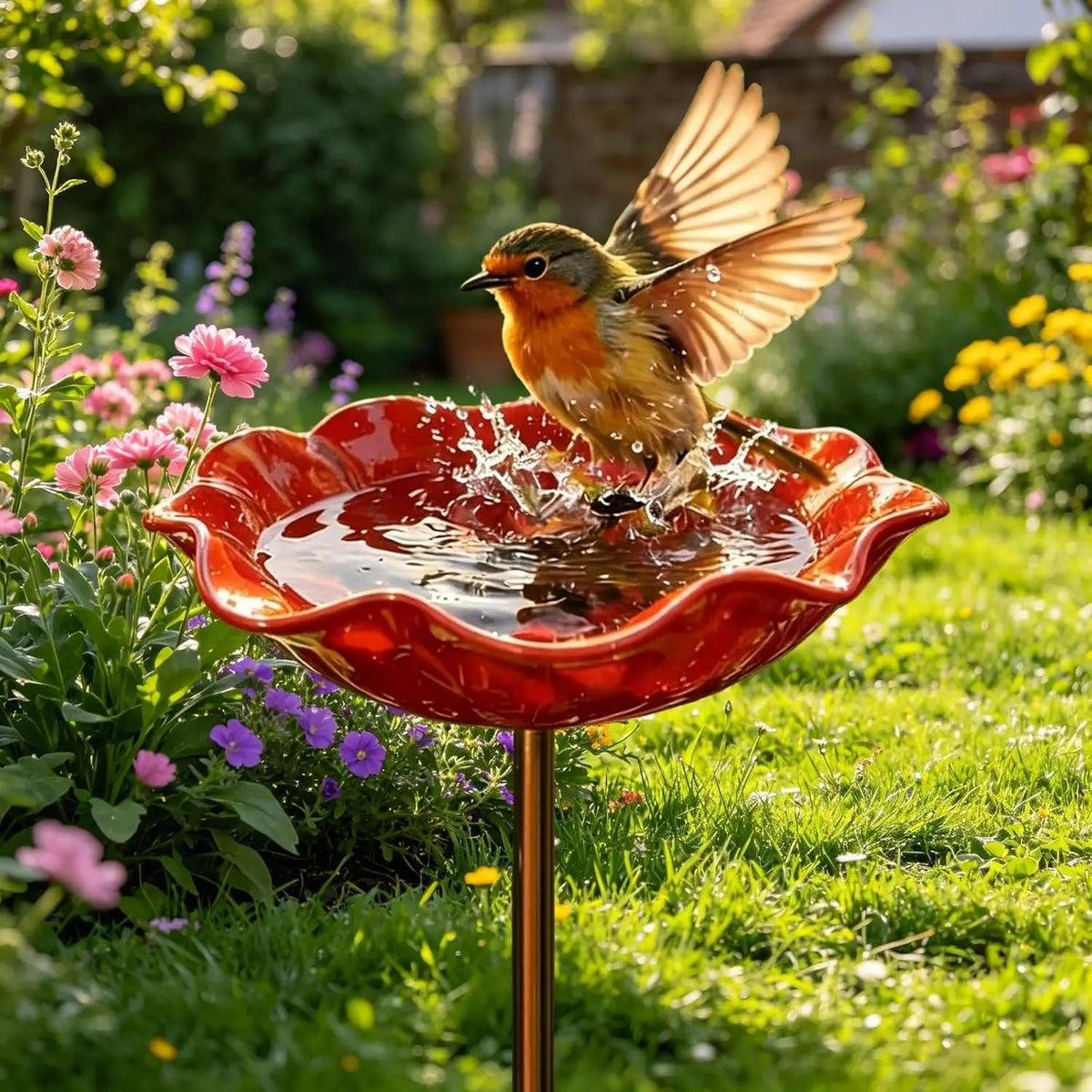 Handcrafted Floral Bird Bath