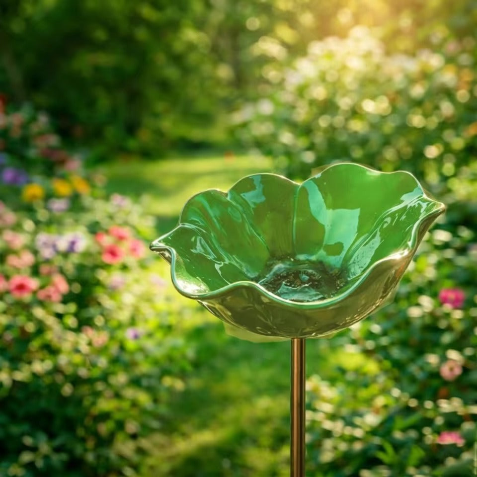 Handcrafted Floral Bird Bath