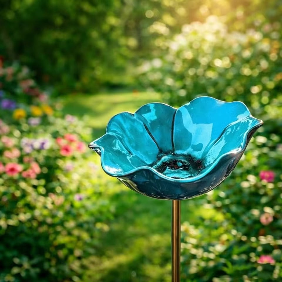 Handcrafted Floral Bird Bath