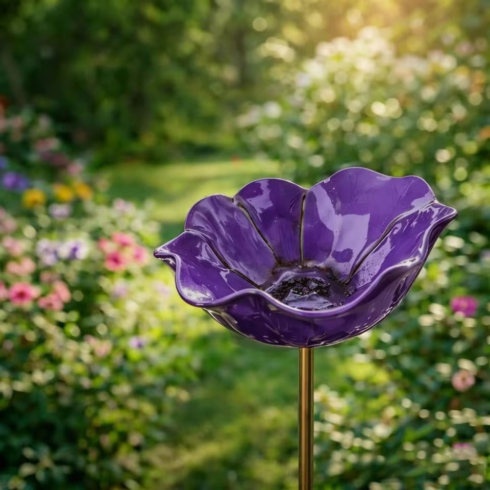 Handcrafted Floral Bird Bath