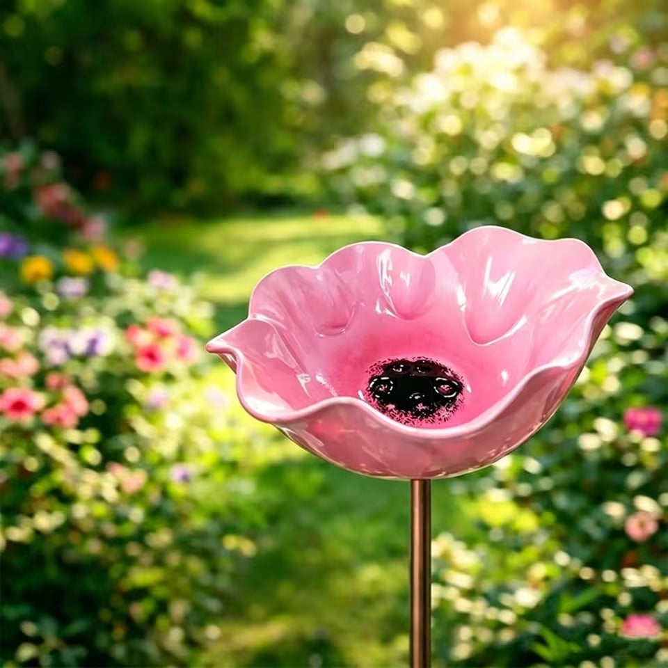 Handcrafted Floral Bird Bath