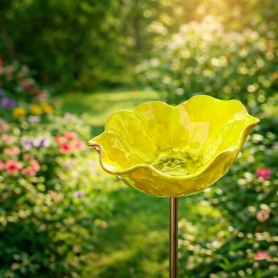 Handcrafted Floral Bird Bath