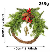 Handmade Boho Winter Wreath with Bells, Pinecones and Berries | Indoor/Outdoor