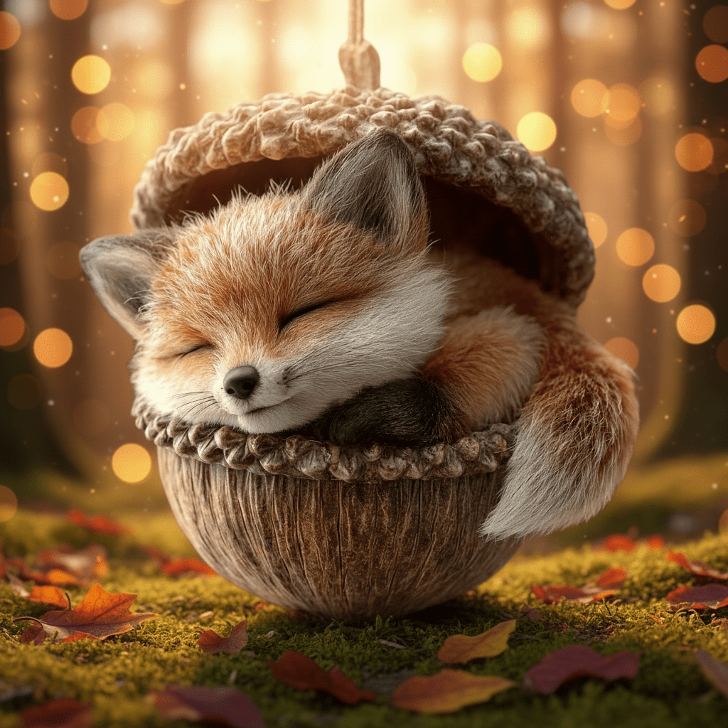 Handmade Christmas Tree Ornaments with Acorn and Woodland Animals