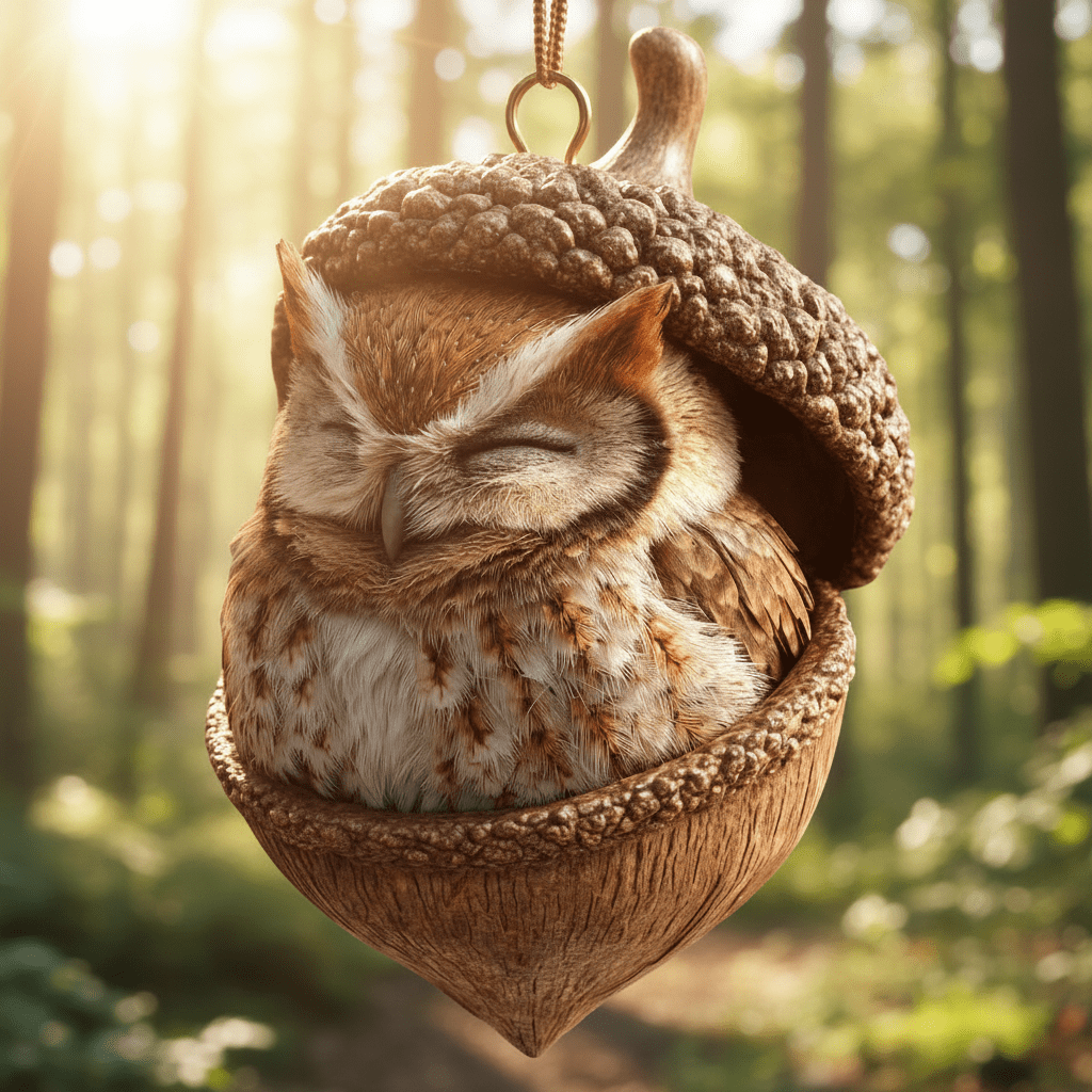 Handmade Christmas Tree Ornaments with Acorn and Woodland Animals