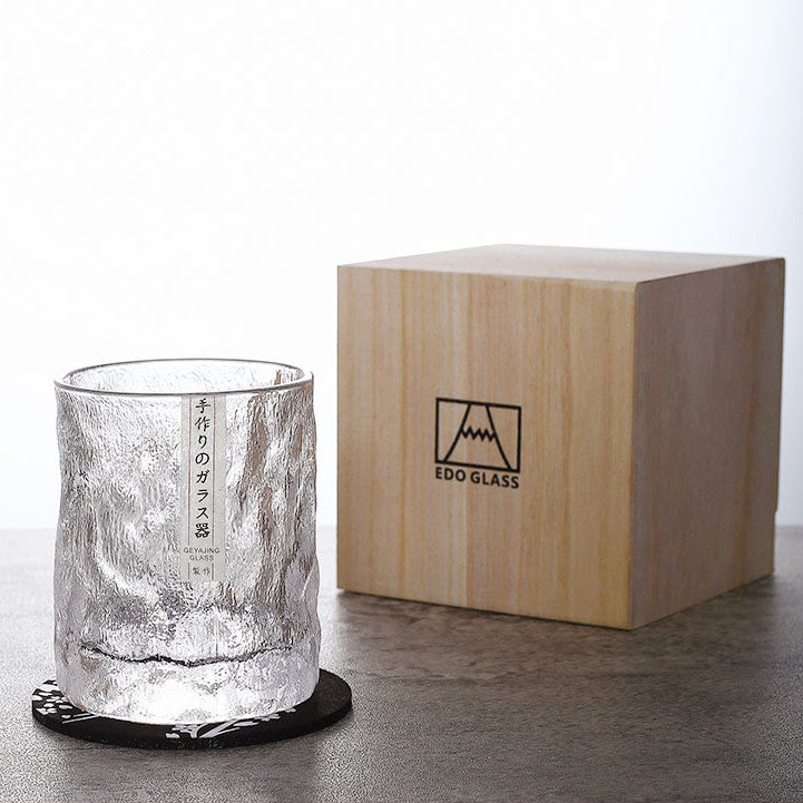 Handmade Edo Kiriko Whisky Glass in Wooden Gift Box