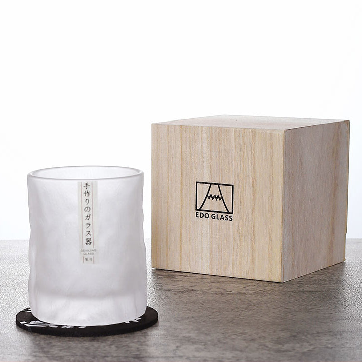 Handmade Edo Kiriko Whisky Glass in Wooden Gift Box