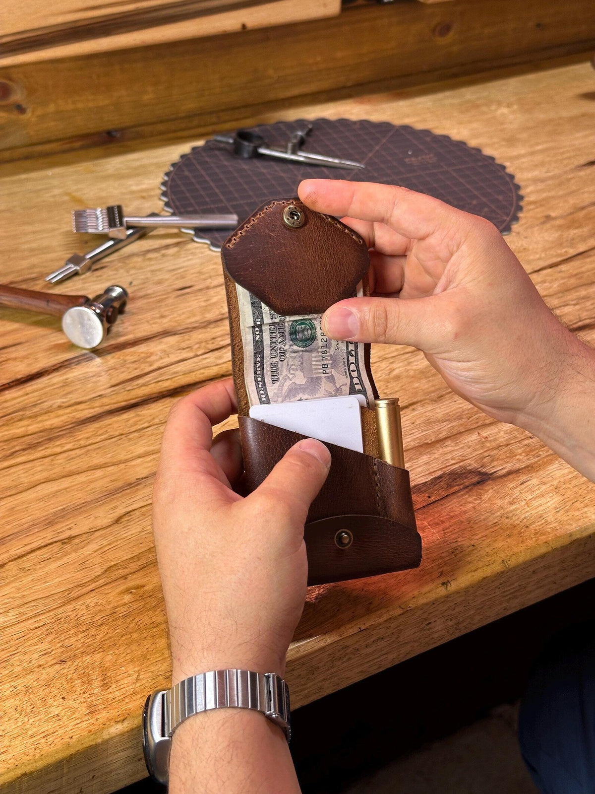 Handmade Full-Grain Leather Wallet with Pen Slot