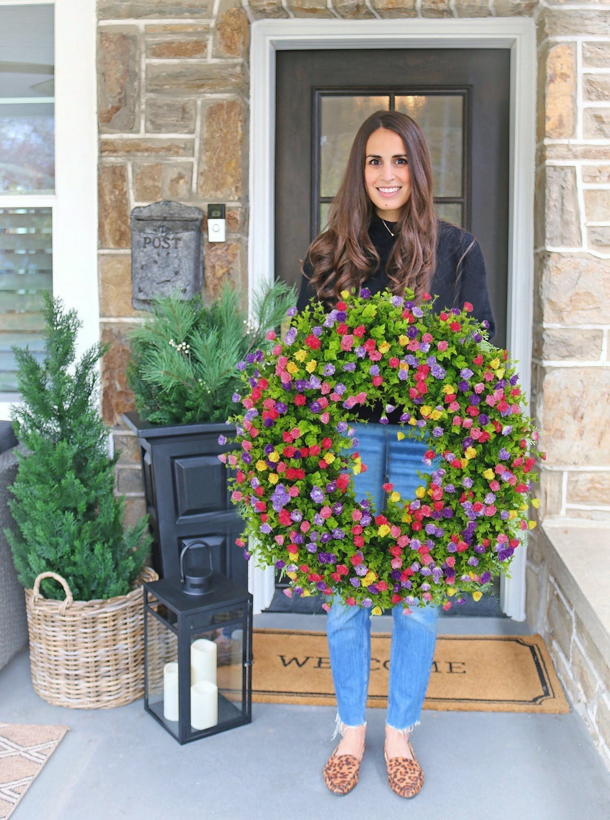 Handmade Grapevine Floral Spring & Summer Door Wreath
