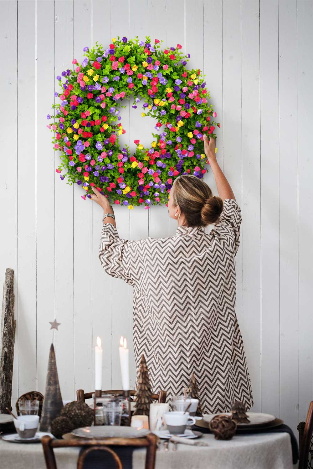 Handmade Grapevine Floral Spring & Summer Door Wreath