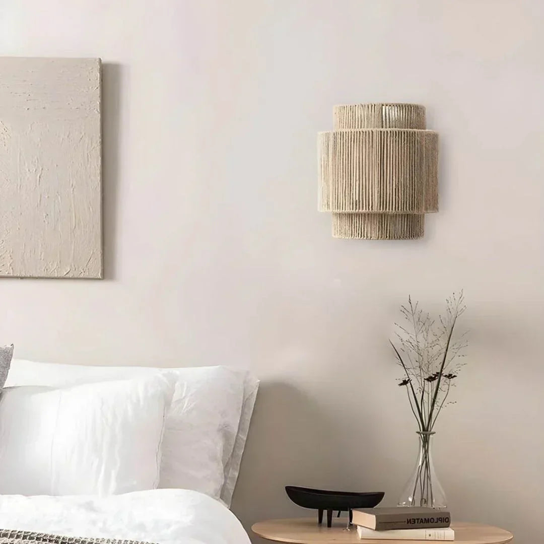 Handmade Rope Wall Sconce – Warm Ambient Wall Light for Cozy Living Rooms