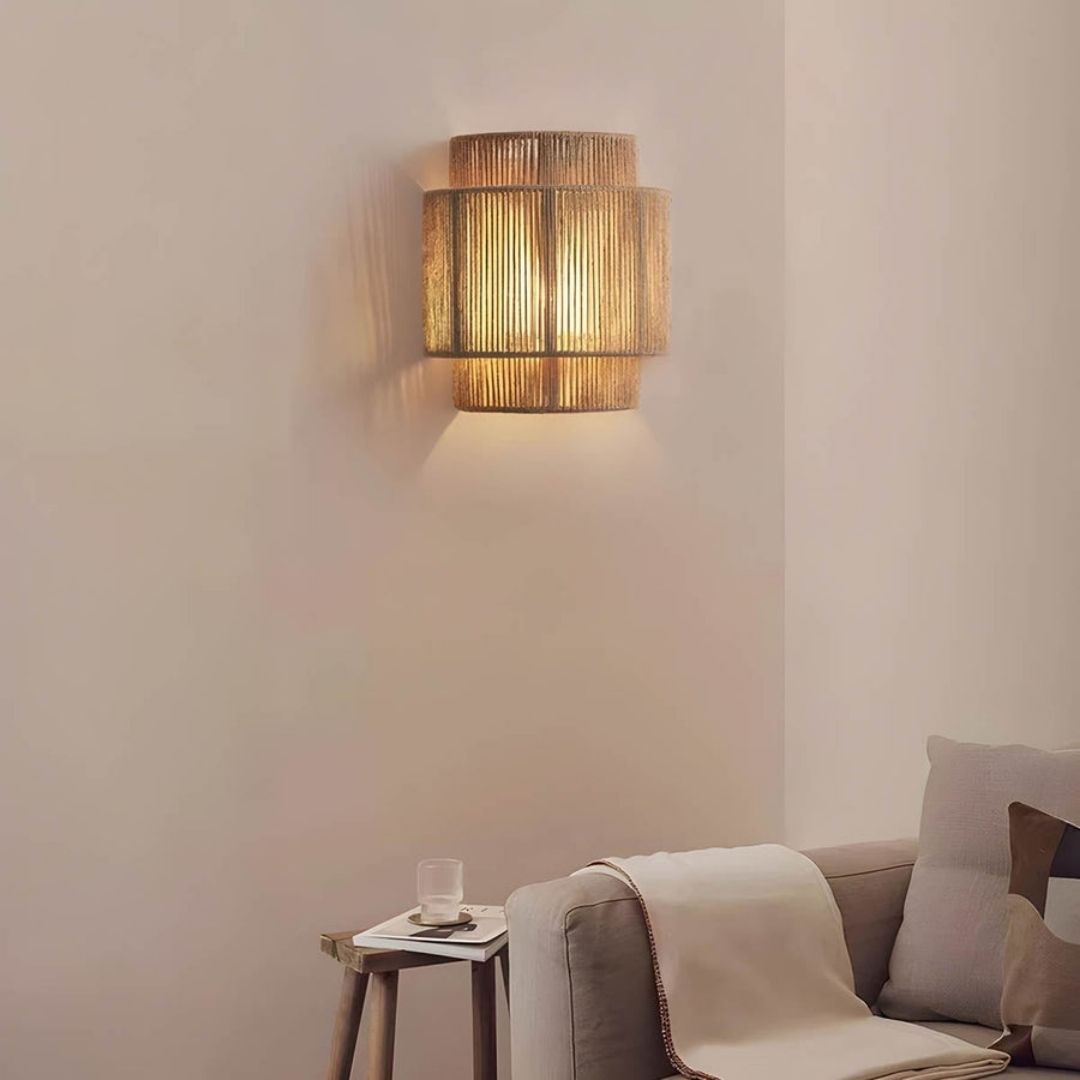 Handmade Rope Wall Sconce – Warm Ambient Wall Light for Cozy Living Rooms
