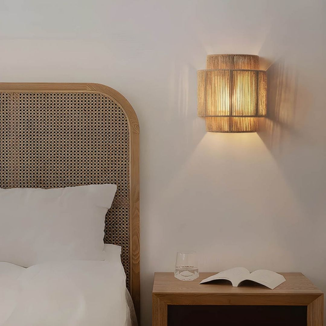 Handmade Rope Wall Sconce – Warm Ambient Wall Light for Cozy Living Rooms