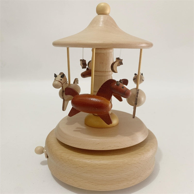 Handmade Rotating Wooden Music Box for Gifts