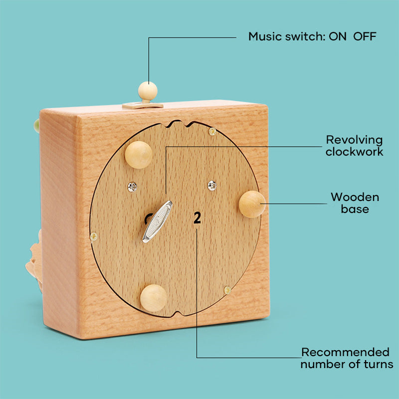 Handmade Rotating Wooden Music Box for Gifts