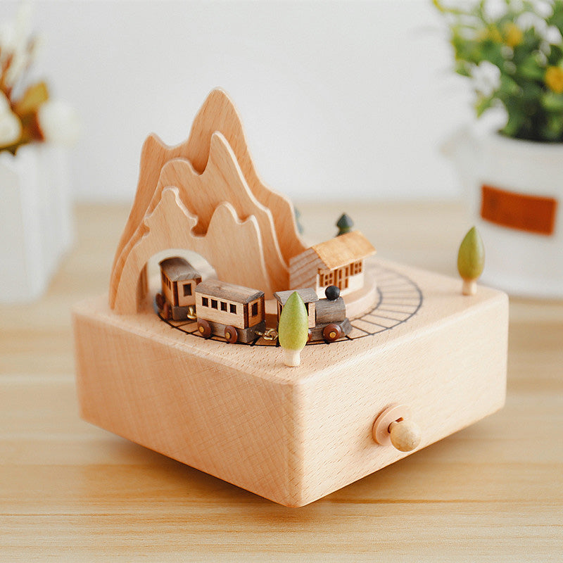 Handmade Rotating Wooden Music Box for Gifts