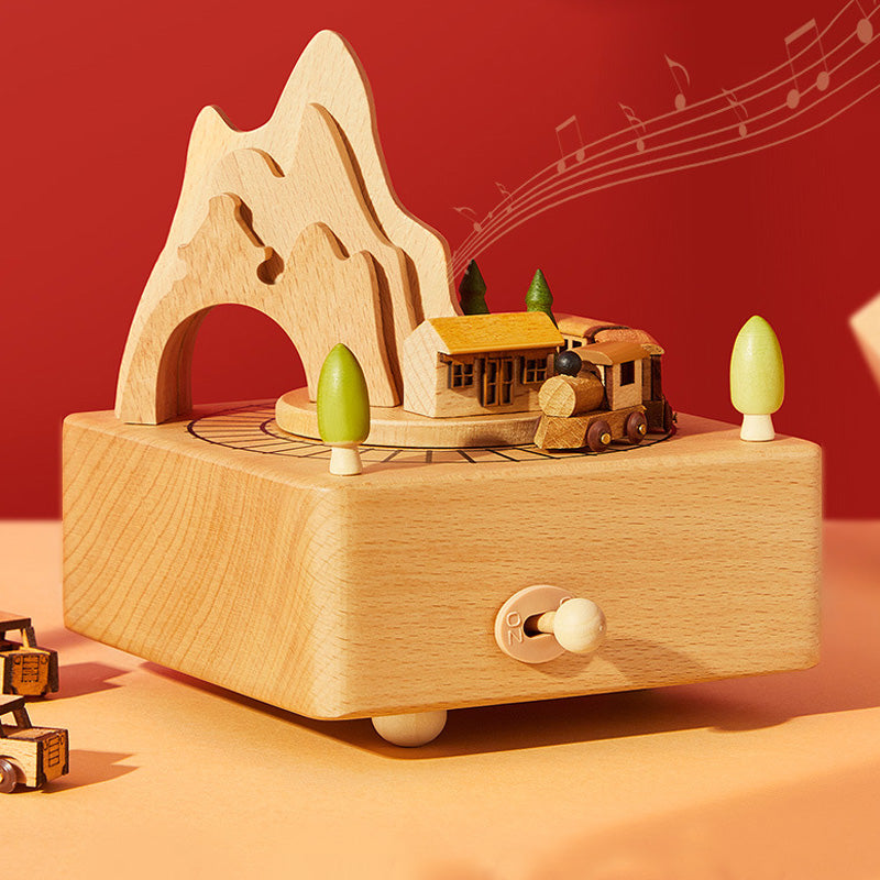 Handmade Rotating Wooden Music Box for Gifts