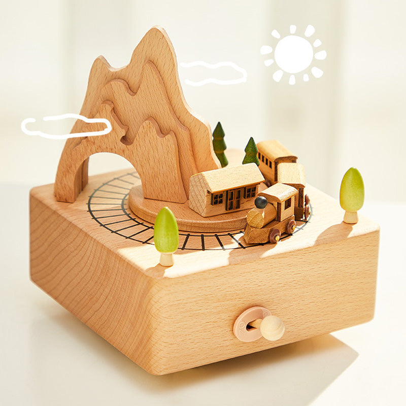 Handmade Rotating Wooden Music Box for Gifts