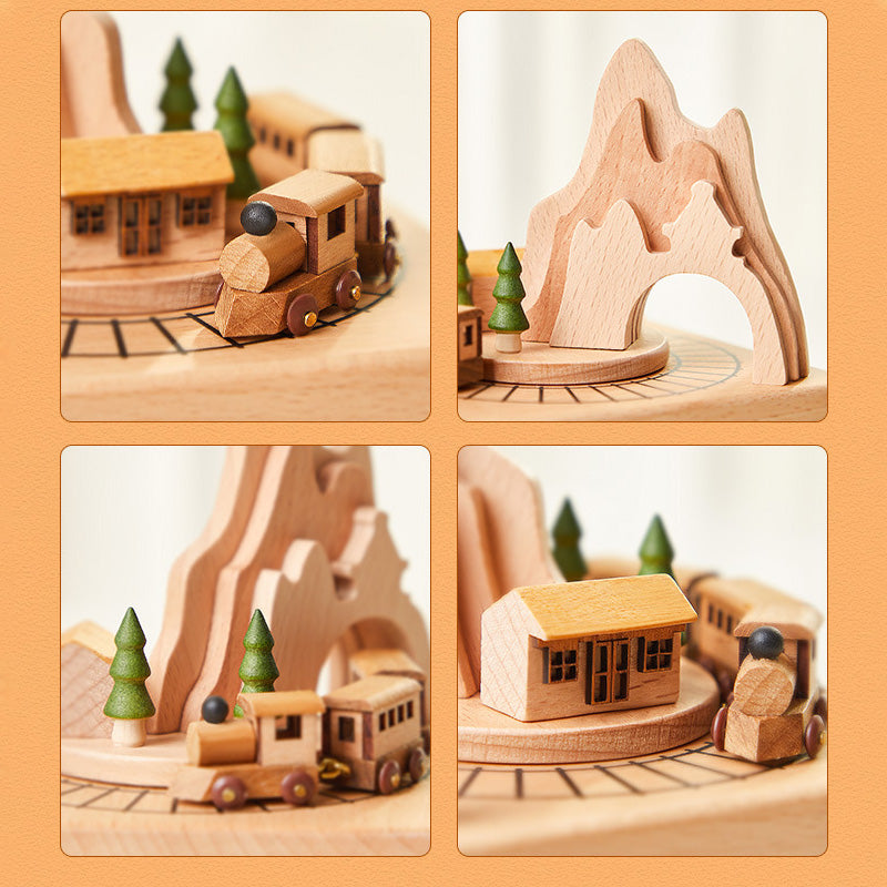 Handmade Rotating Wooden Music Box for Gifts
