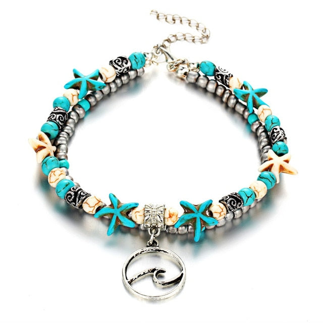 Handmade Turtle & Ocean Anklet