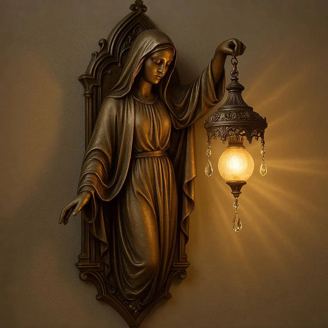 Handmade Wall Light with Soft LED Light – Fancy Spiritual Theme – Cordless Sconce