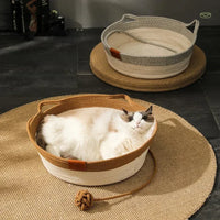 Handwoven Cotton Rope Cat Bed