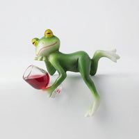 Hanging Frog Figurine With Wine Glass