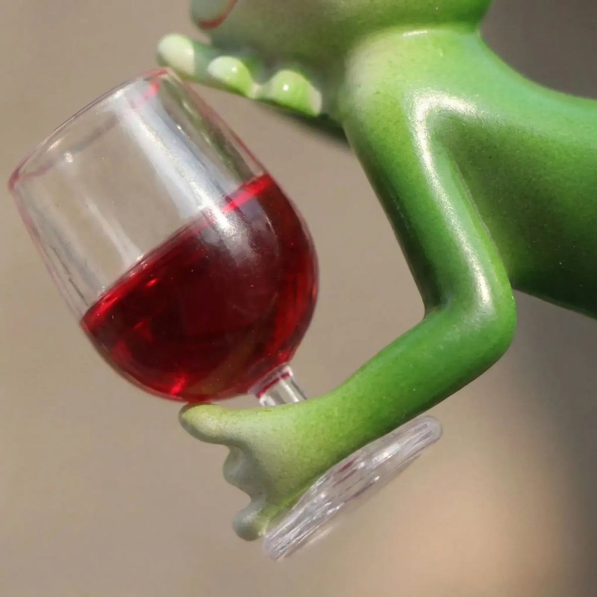 Hanging Frog Figurine With Wine Glass