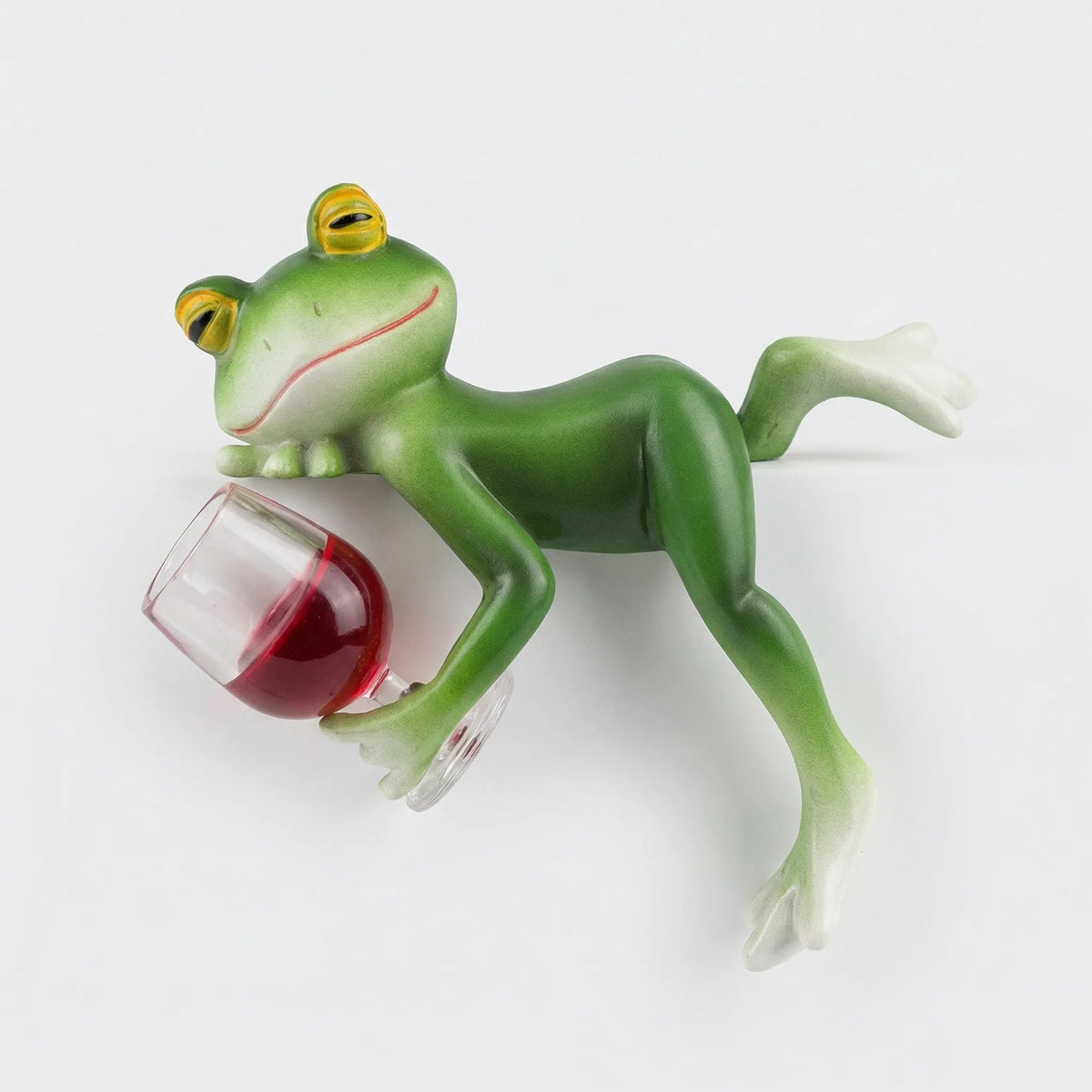 Hanging Frog Figurine With Wine Glass